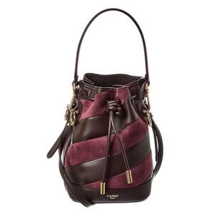 Fendi Mon Tresor Mini Leather & Suede Bucket Bag, Brown